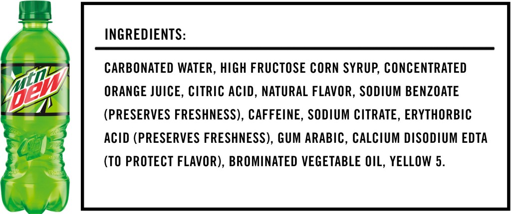 Mountain Dew Ingredients Label