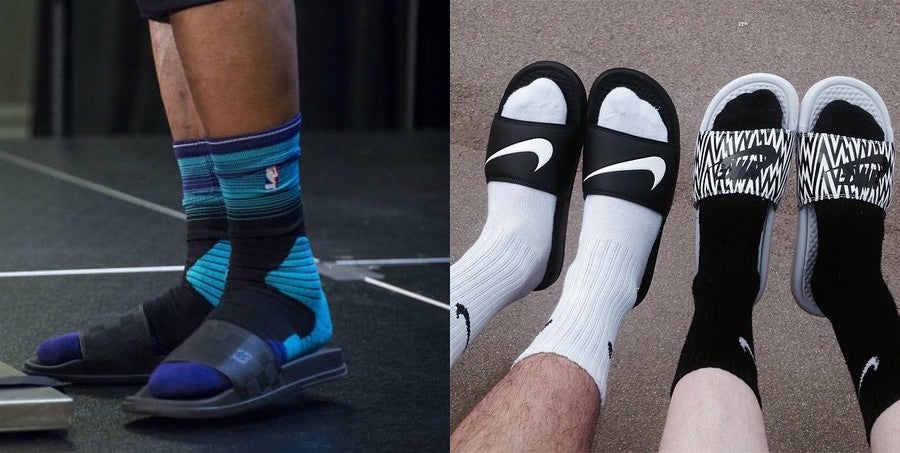 outfits with nike slides and socks