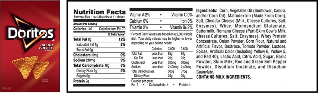 What are the ingredients in nacho cheese Doritos?