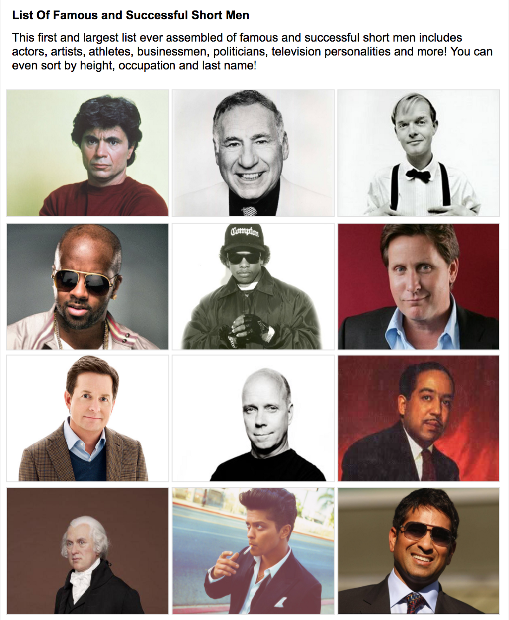 100 Famous Short Men By Height