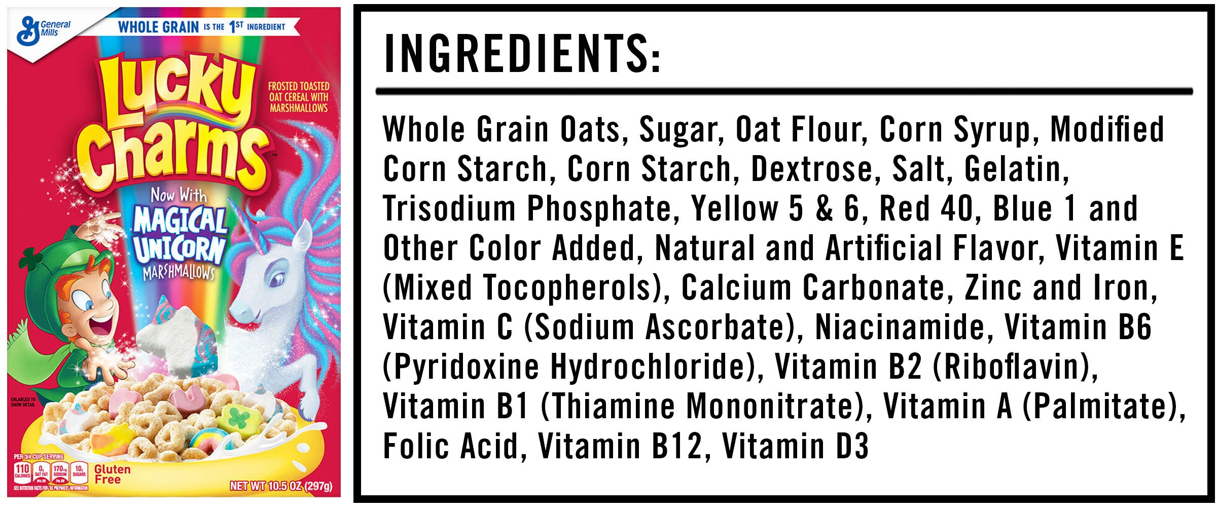 40 Lucky Charms Ingredients Label