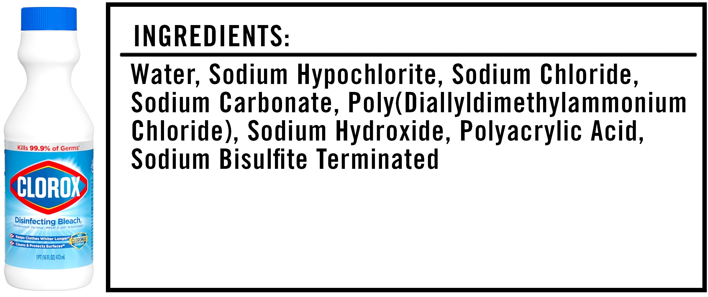 Clorox Bleach Ingredients Label