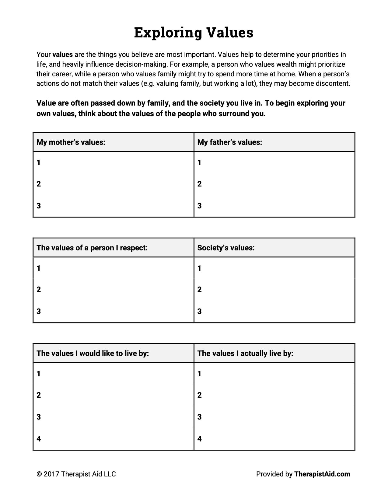 Printable Schizophrenia Worksheets