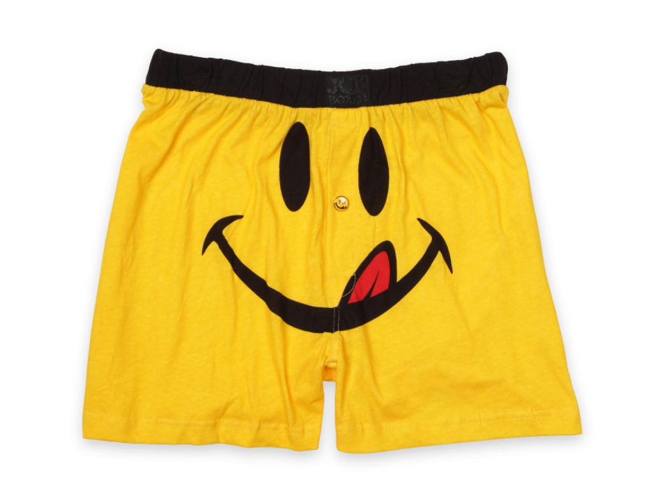 Joe Boxer Shorts Smiley Gray Yellow Cotton Boxers Men Joe Boxer