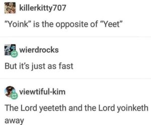 yoink is the opposite of yeet