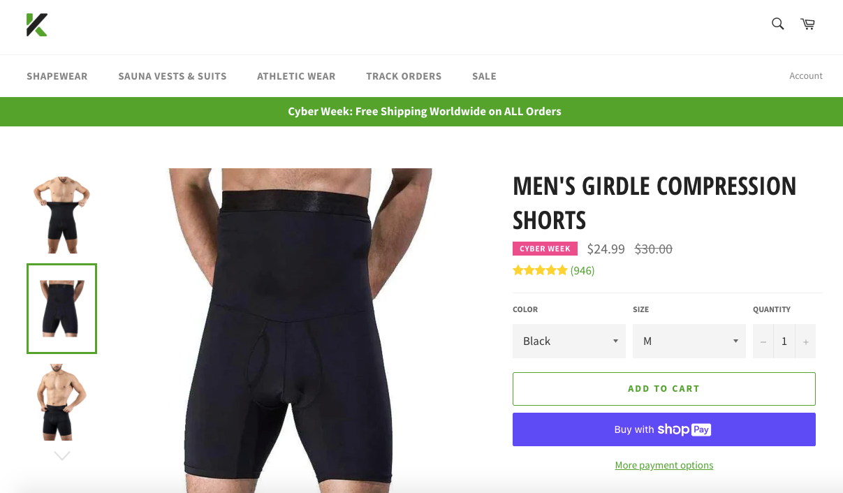 Mens Girdle Compression Shorts