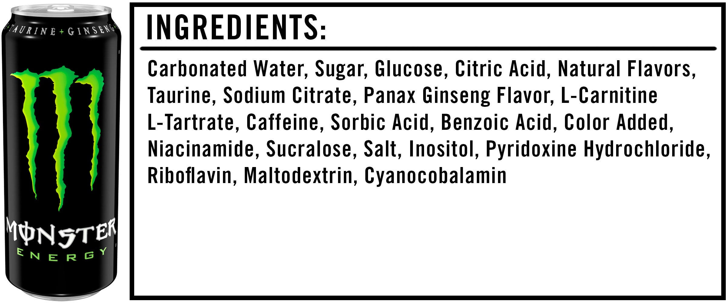 monster drink nutrition label