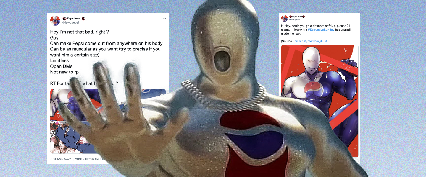 The Online Cult of Horny Pepsiman, the Soft-Drink Superhero Who’s DTF.